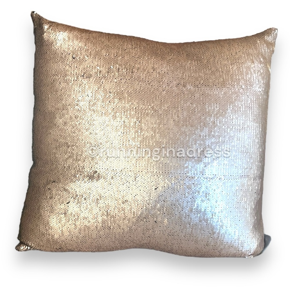 New Aviva Stanoff Mermaid Sequined Black & Champagne Gold Down Pillow 20x 20